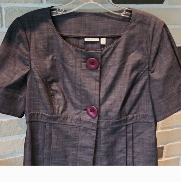 Semantiks, Pleated Chambray, Two Button Jacket/shirt, Sz S, EUC - Picture 3 of 9